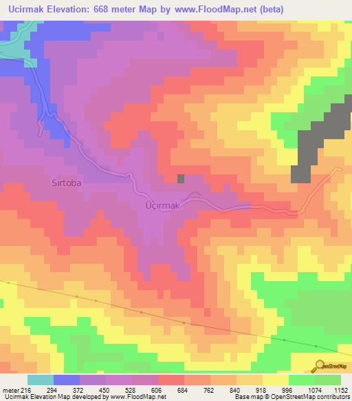 Ucirmak,Turkey Elevation Map