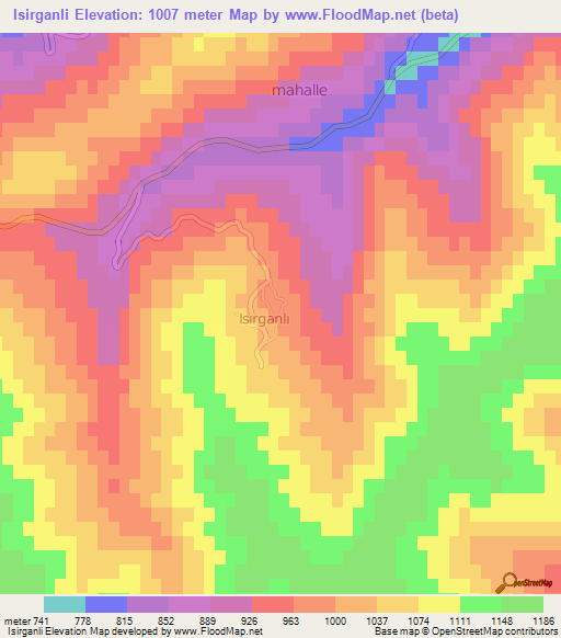 Isirganli,Turkey Elevation Map