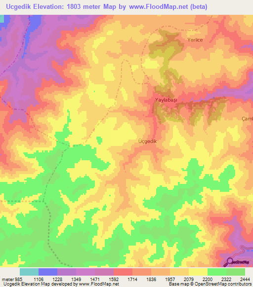 Ucgedik,Turkey Elevation Map