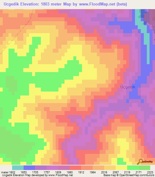 Ucgedik,Turkey Elevation Map