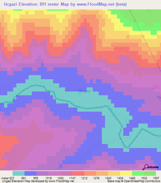 Ucgazi,Turkey Elevation Map