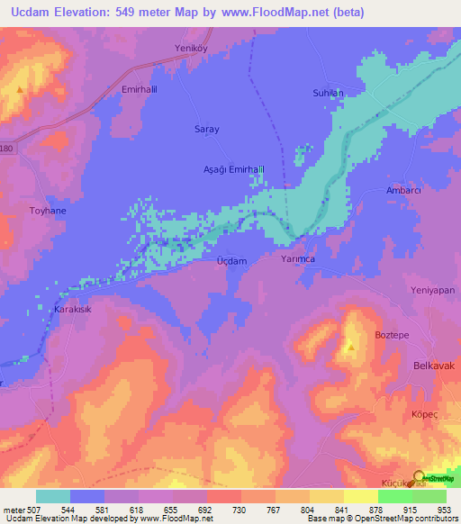 Ucdam,Turkey Elevation Map