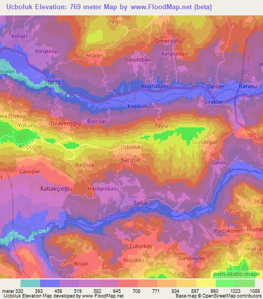 Ucboluk,Turkey Elevation Map