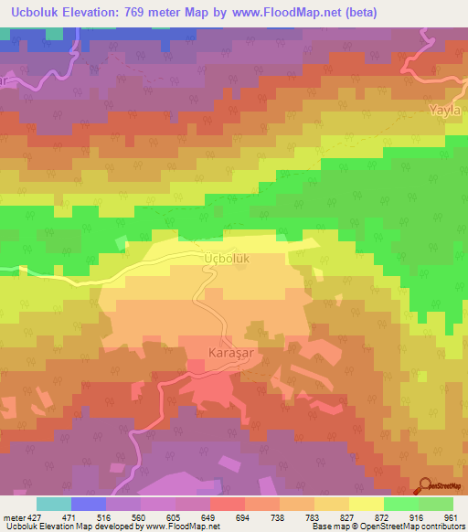 Ucboluk,Turkey Elevation Map