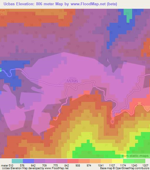 Ucbas,Turkey Elevation Map