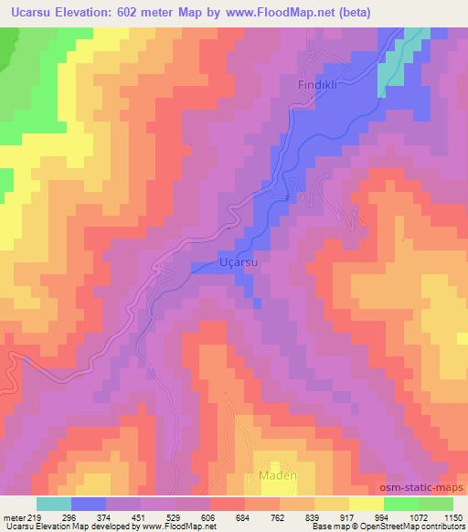 Ucarsu,Turkey Elevation Map