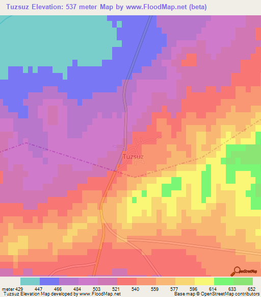 Tuzsuz,Turkey Elevation Map