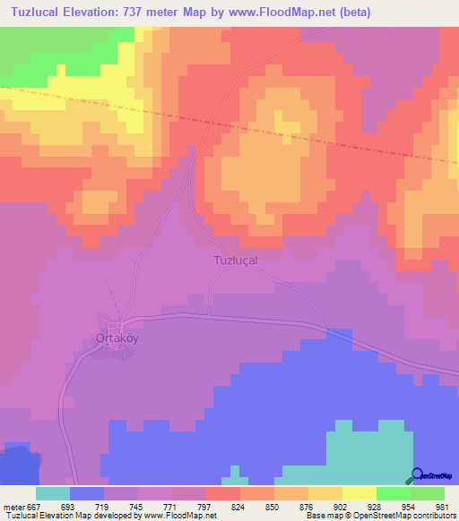 Tuzlucal,Turkey Elevation Map