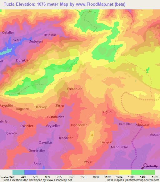 Tuzla,Turkey Elevation Map