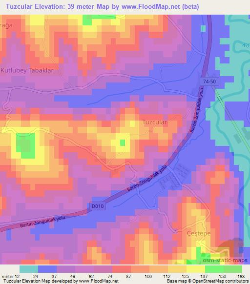 Tuzcular,Turkey Elevation Map