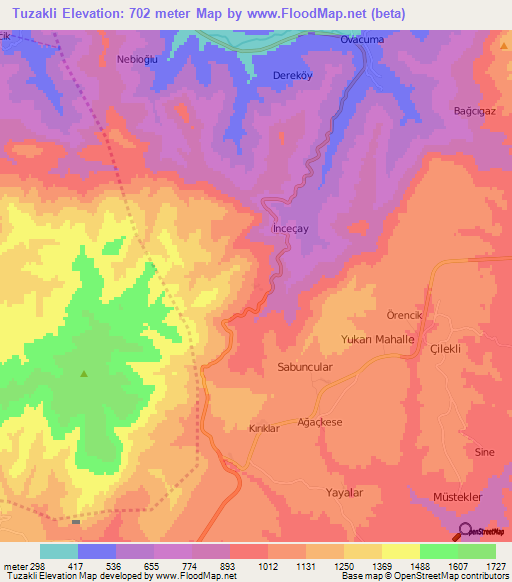 Tuzakli,Turkey Elevation Map