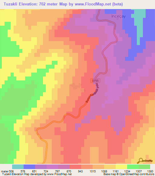 Tuzakli,Turkey Elevation Map