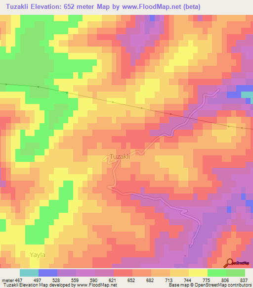 Tuzakli,Turkey Elevation Map