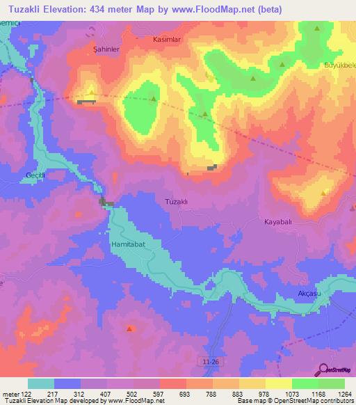 Tuzakli,Turkey Elevation Map