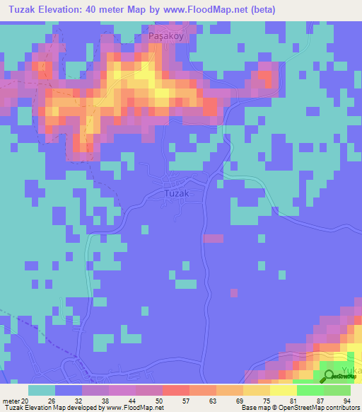 Tuzak,Turkey Elevation Map