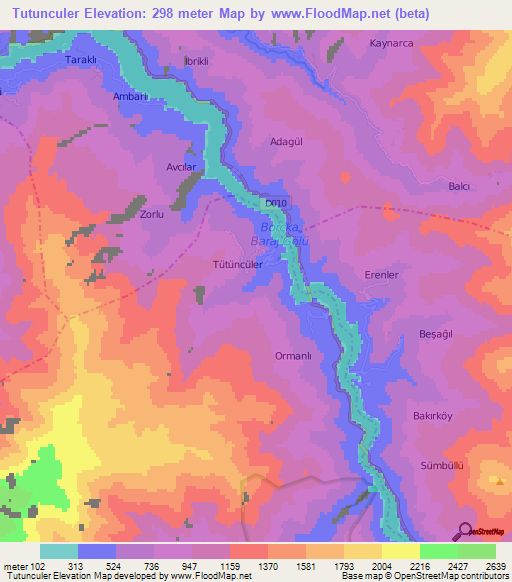 Tutunculer,Turkey Elevation Map