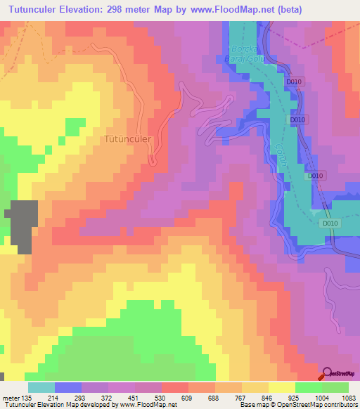 Tutunculer,Turkey Elevation Map