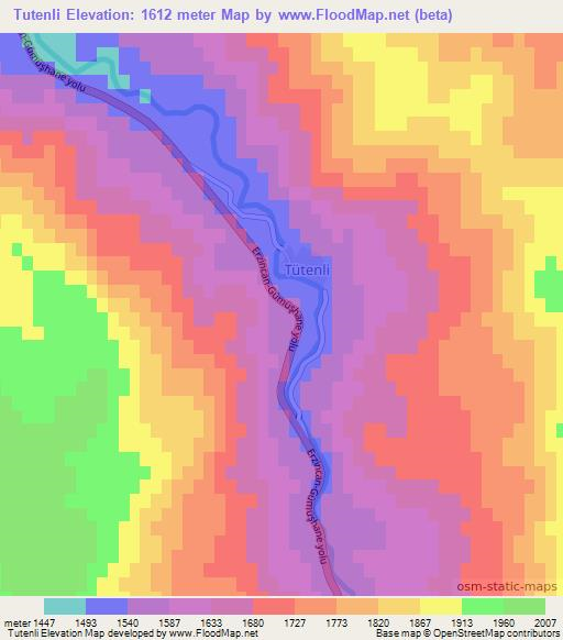 Tutenli,Turkey Elevation Map