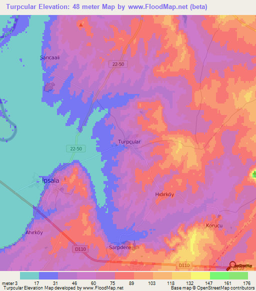 Turpcular,Turkey Elevation Map