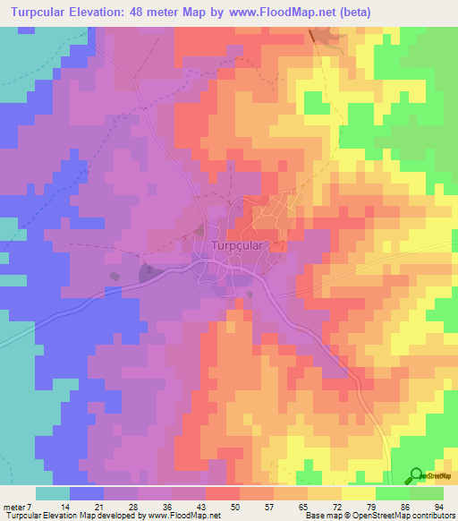 Turpcular,Turkey Elevation Map