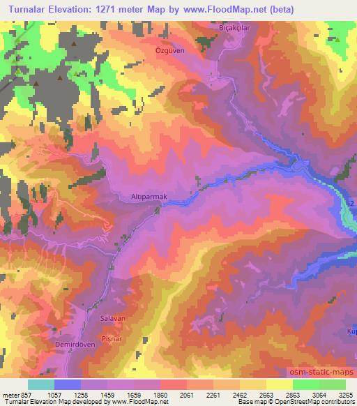 Turnalar,Turkey Elevation Map