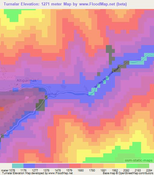 Turnalar,Turkey Elevation Map