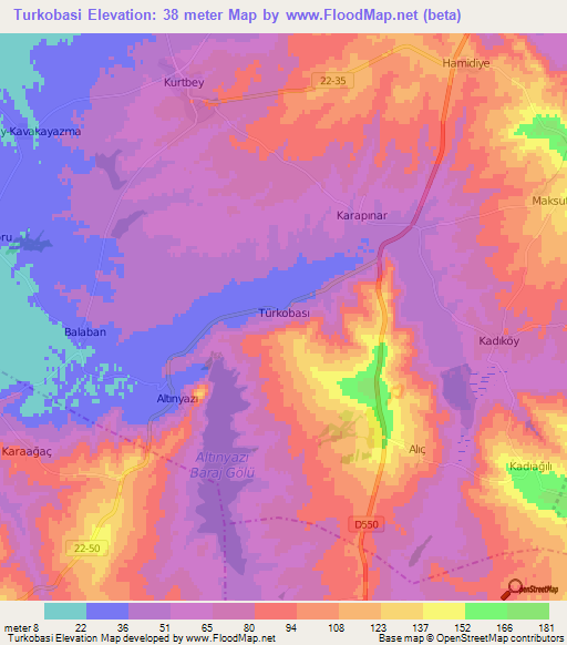 Turkobasi,Turkey Elevation Map