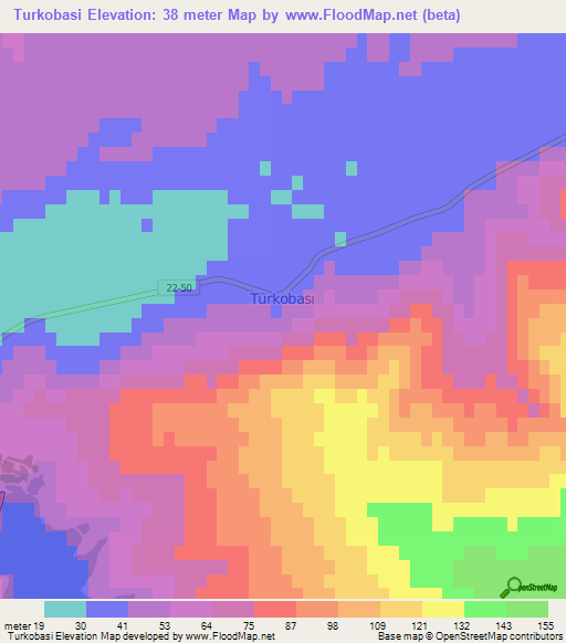 Turkobasi,Turkey Elevation Map