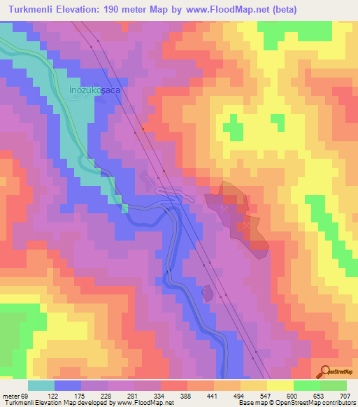 Turkmenli,Turkey Elevation Map