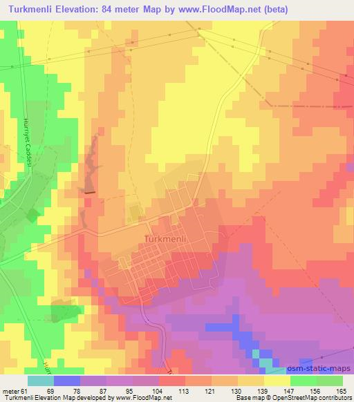 Turkmenli,Turkey Elevation Map