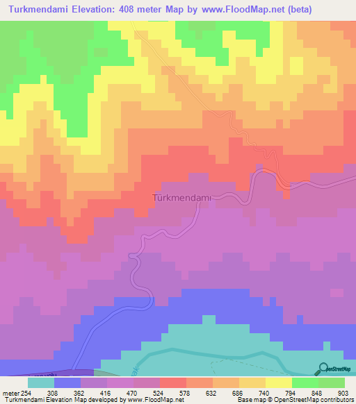 Turkmendami,Turkey Elevation Map