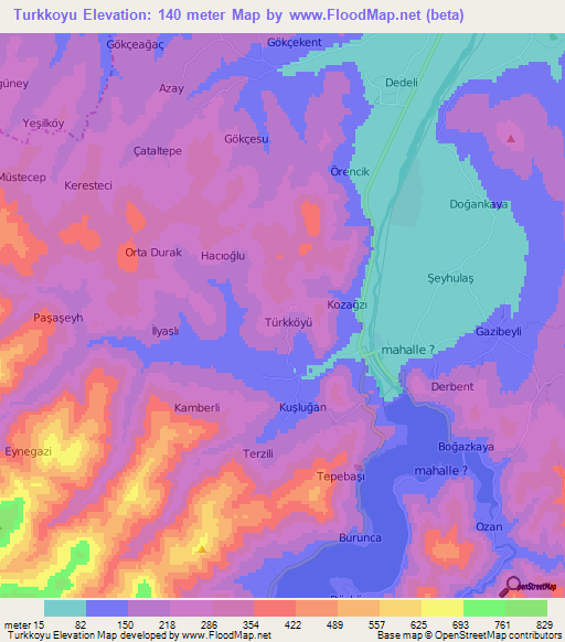 Turkkoyu,Turkey Elevation Map