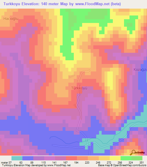 Turkkoyu,Turkey Elevation Map