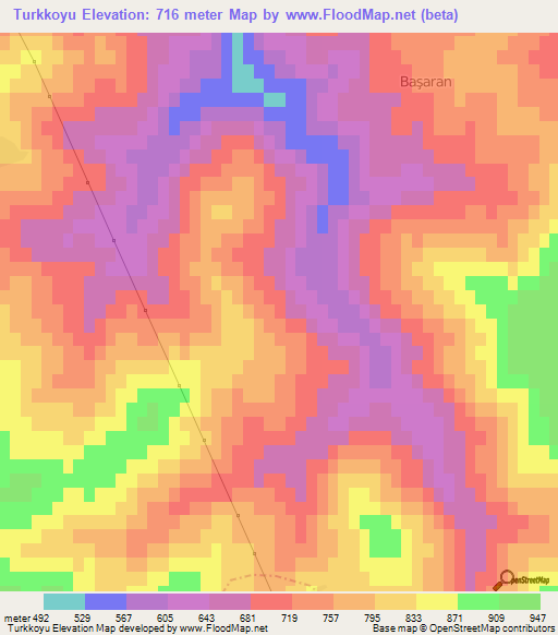 Turkkoyu,Turkey Elevation Map