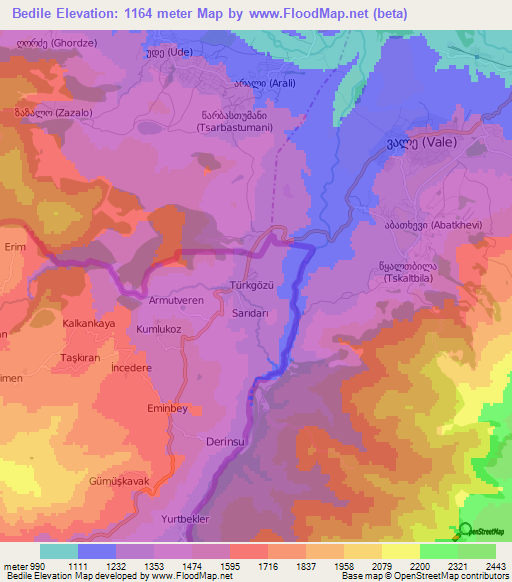 Bedile,Turkey Elevation Map