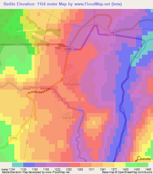 Bedile,Turkey Elevation Map