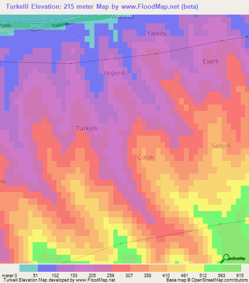 Turkelli,Turkey Elevation Map