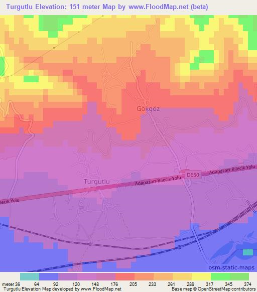 Turgutlu,Turkey Elevation Map