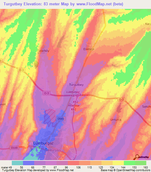 Turgutbey,Turkey Elevation Map