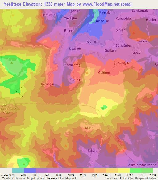 Yesiltepe,Turkey Elevation Map