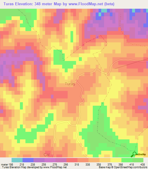 Turas,Turkey Elevation Map