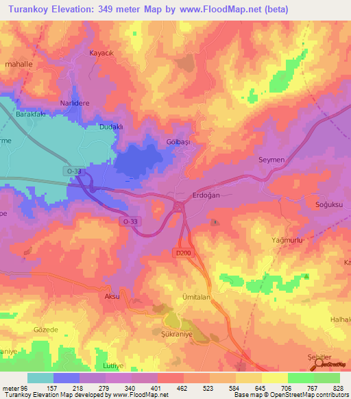 Turankoy,Turkey Elevation Map