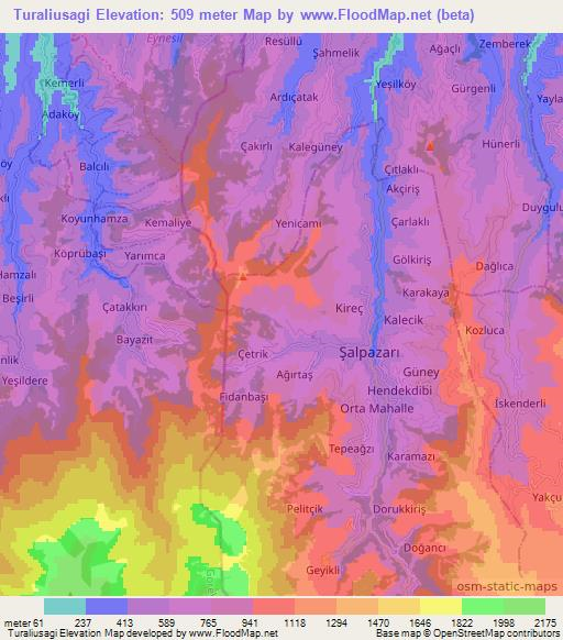 Turaliusagi,Turkey Elevation Map