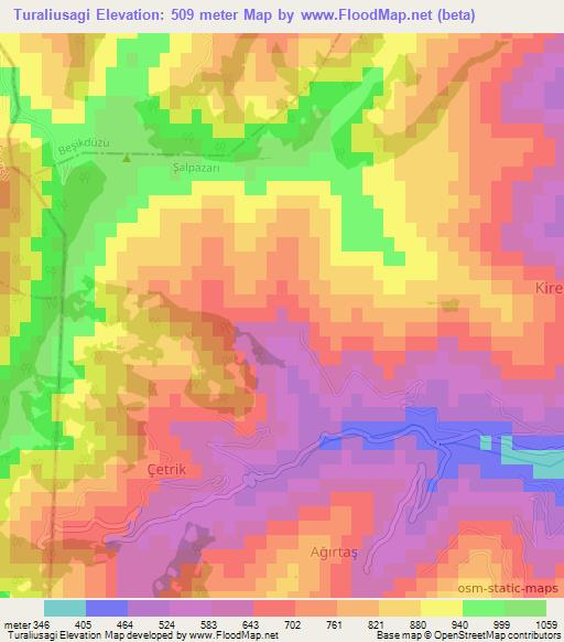 Turaliusagi,Turkey Elevation Map