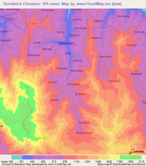 Dorukkiris,Turkey Elevation Map