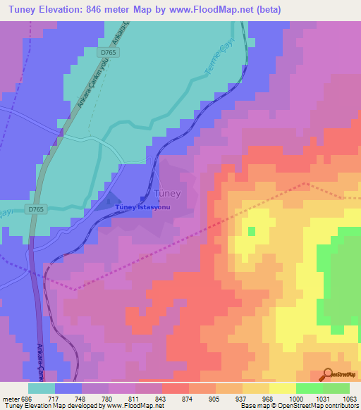 Tuney,Turkey Elevation Map