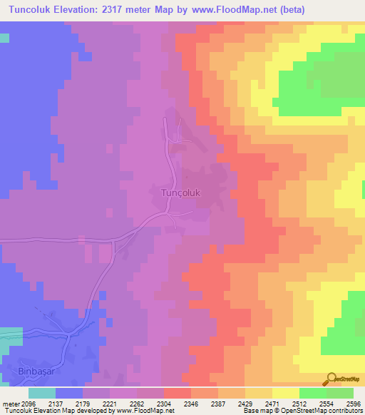 Tuncoluk,Turkey Elevation Map