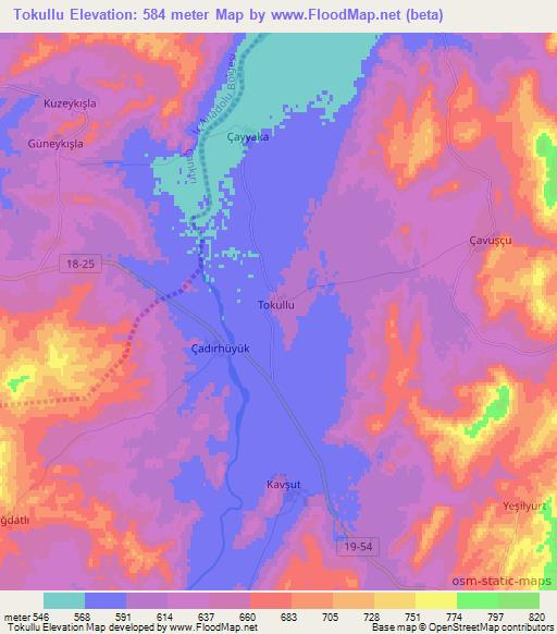 Tokullu,Turkey Elevation Map