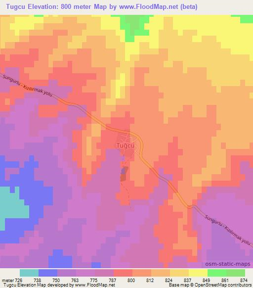 Tugcu,Turkey Elevation Map