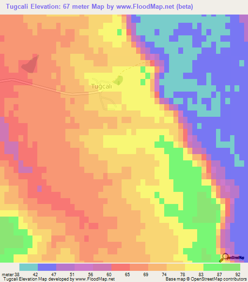 Tugcali,Turkey Elevation Map